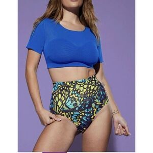 YITTY NWT Bright Blue Butterfly Mesh Me Smoothing High Waist Brief Size Medium